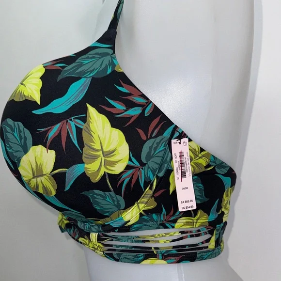 Victoria's Secret Leaf Print Bikini - Black & Green 32C bombshell/M NWT - Picture 5 of 12